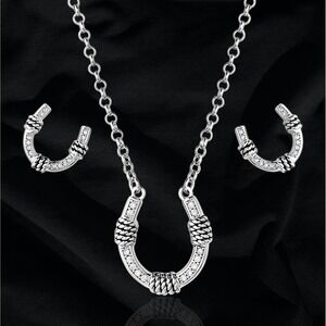 Montana Silversmiths Roped Horseshoe Western Jewelry Set - JS6038 - Retail $85